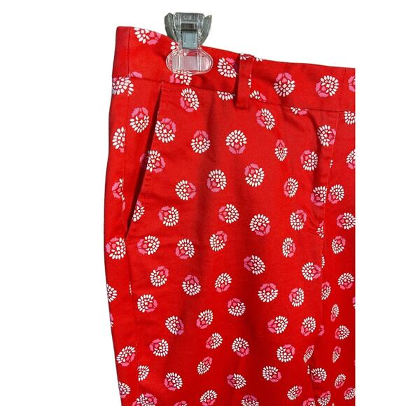 Lands' End Womens‎ Size 8 Red Floral Mid-Rise Straight Leg Capri Pants - Picture 2 of 7